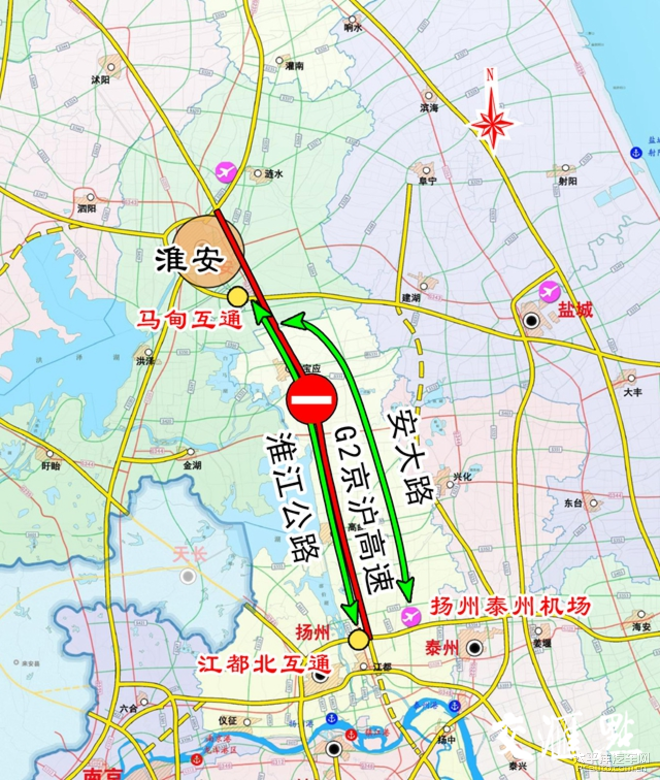 连云港往镇江,常州方向:通过g25长深高速或s29盐靖高速绕行.