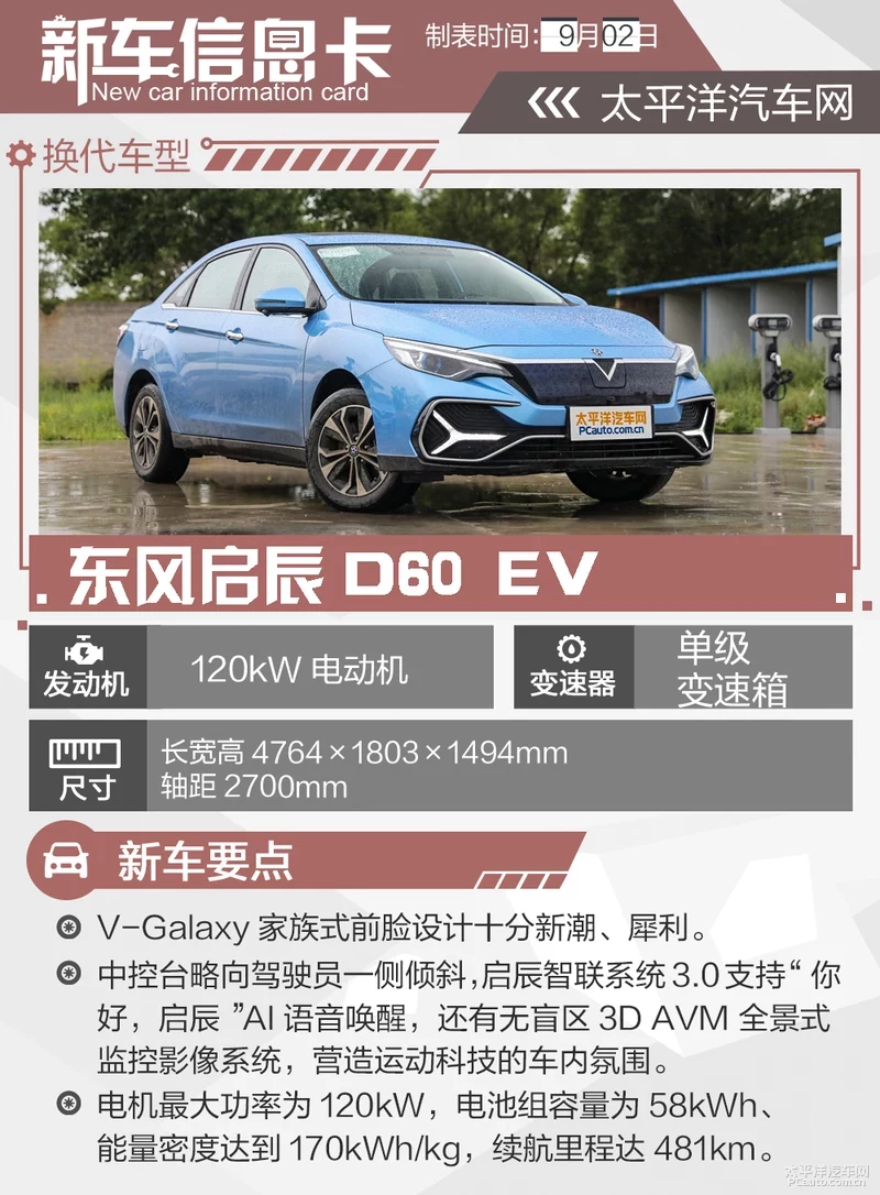 481km續(xù)航是亮點 東風啟辰D60EV今日上市