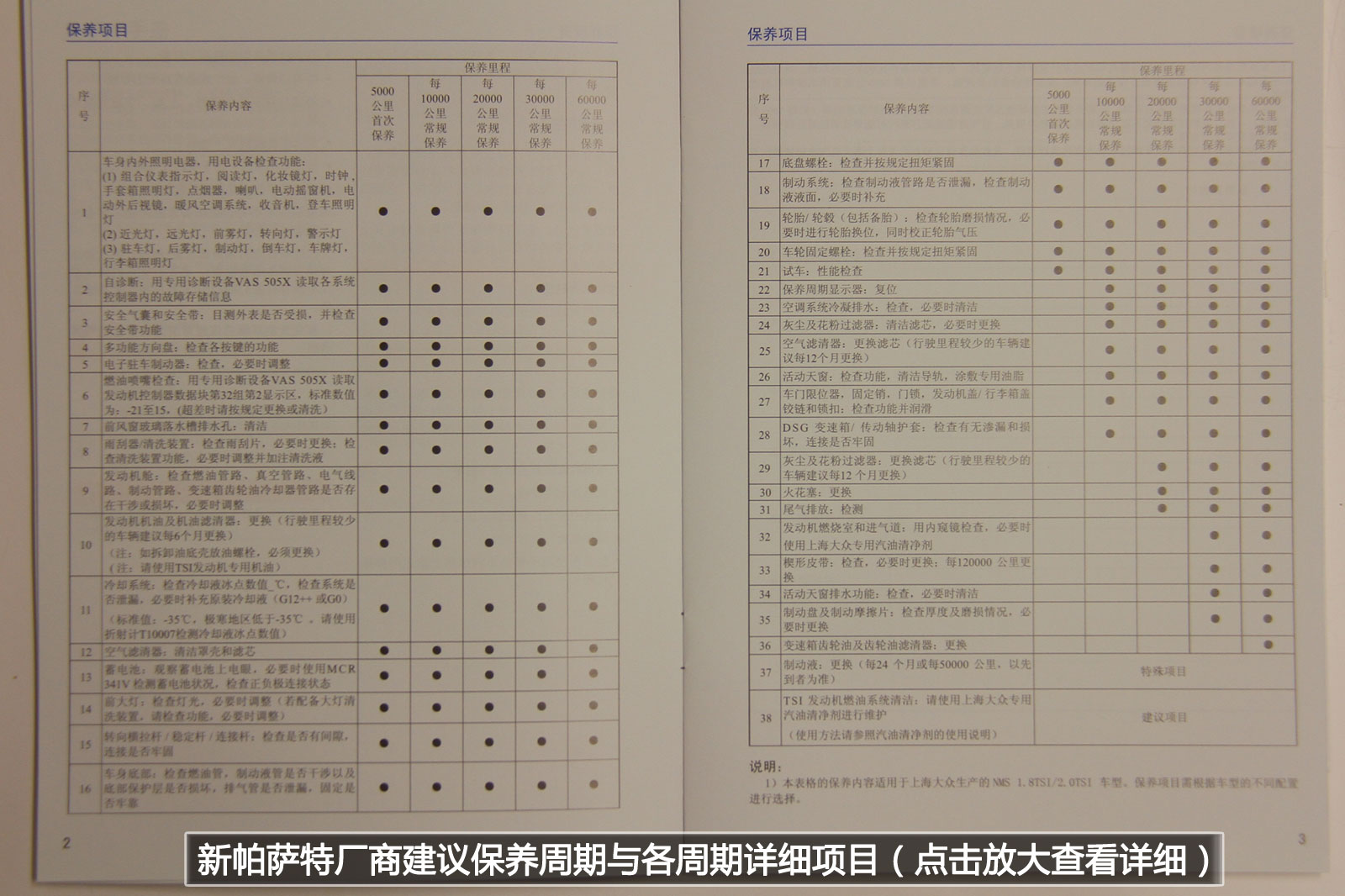 帕萨特保养周期表图片