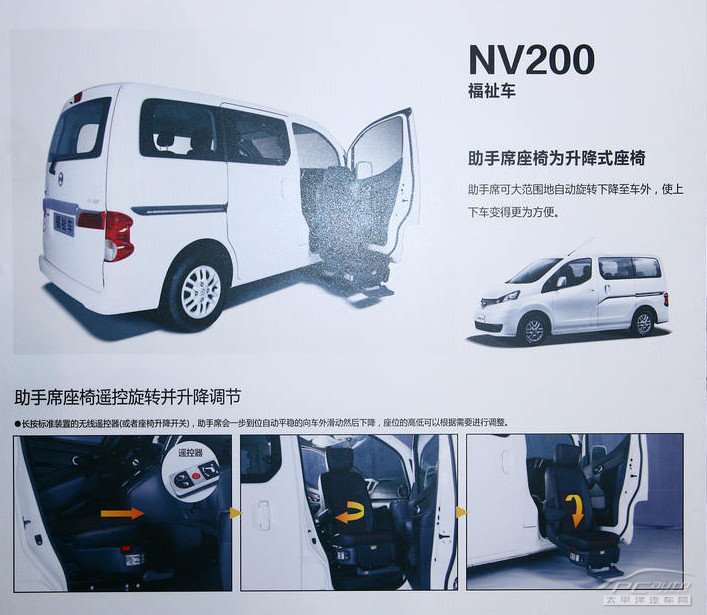 這款國產nv200福祉車與普通版車型最大的不同是該車採用了一套全進口