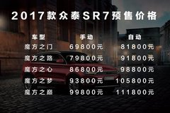 2017款众泰SR7预售价公布 6.98万元起